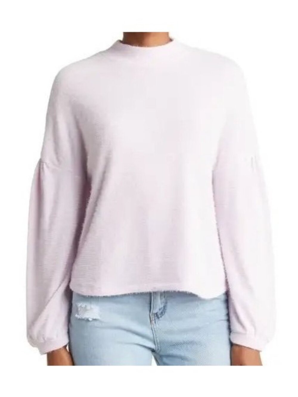 Sanctuary Size XL NEW Lavender Eyelash Knit Balloon Sleeve Popover Sweater